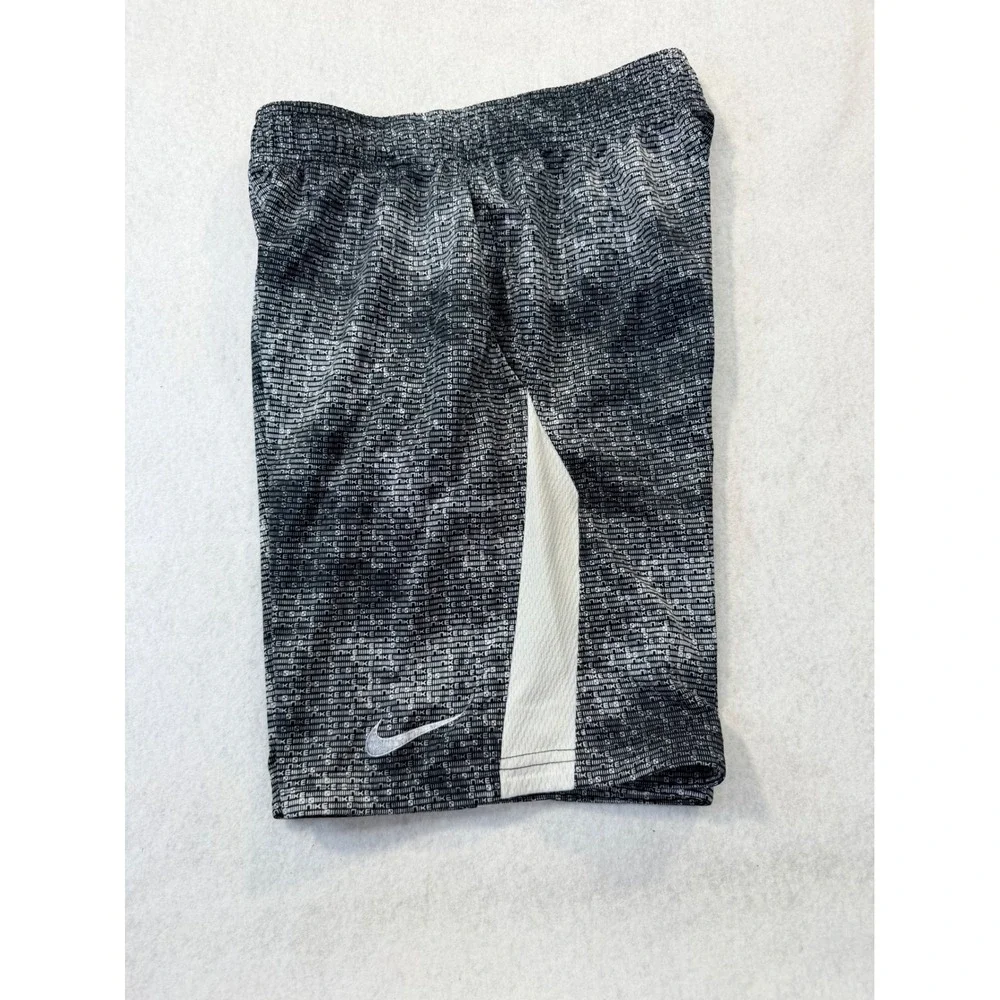 Nike Mens Monogram Logo Athletic Shorts Black Grey White Elastic Waist Size XL